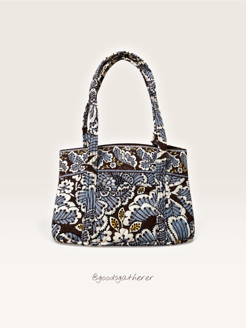 Vera Bradley Slate Blooms quilted shoulder bag/tote in a retired floral pattern
